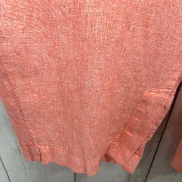 Athleta Linen Wide Leg Pants 22 Coral Pull-On Slit Hem Lightweight Coastal - Picture 8 of 16